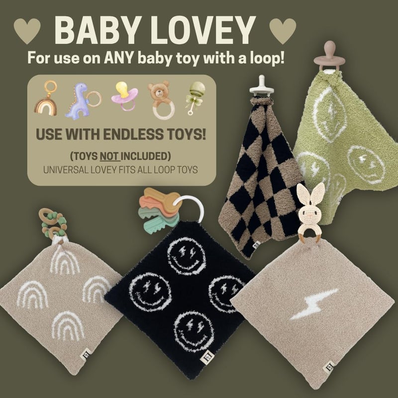 Leaps + Legends L+L USA Smiley Face Baby Lovey Pacifier/Teether Holder 10"x10" - DreamSoft Plush Fluffy Cuddly Soothie Reversible Mini Comfort Blanket - Cute Newborn Gift Essential Babies Boys Girls (Tan/White) - Image 5